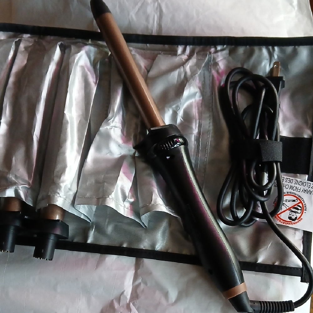 Hair Curlers✨️, 5 in 1 Curling Wand Hair Styler in Black and Tan